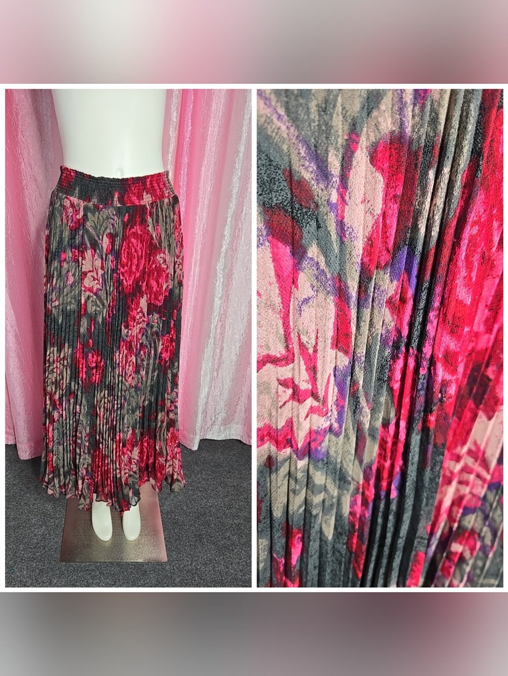 WHBM Floral Rose Floral Romantic Fall Boho Cottagecore Maxi Skirt Size 4